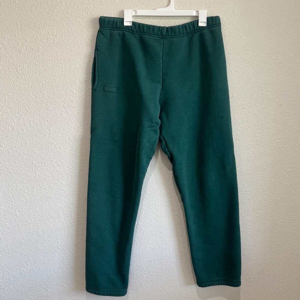 Set Active Los Angeles Green Cotton Sweatpants Straight Let Womens L Gym Lounge